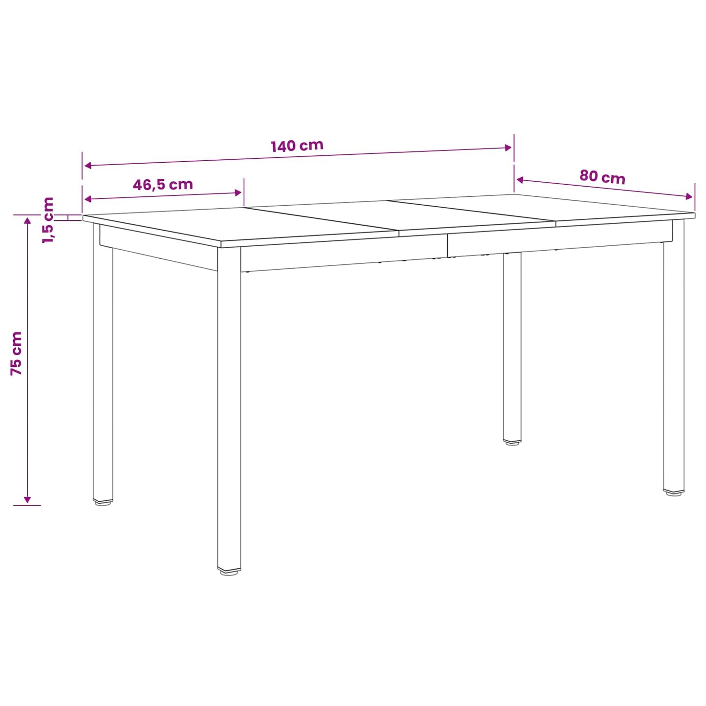 vidaXL Dining Tables 140 x 80 x 75 cm METAL