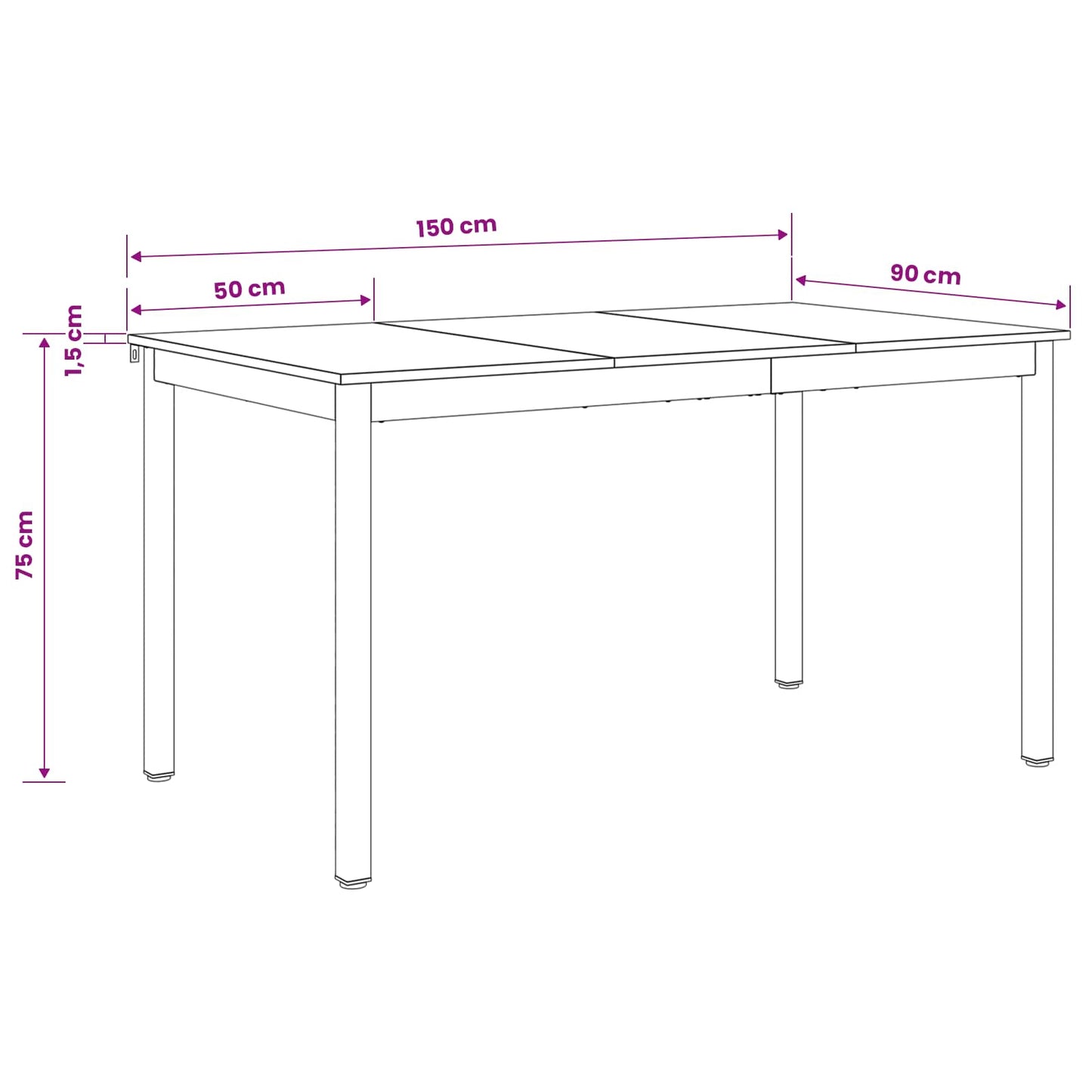 vidaXL Dining Tables 150 x 78 x 75 cm METAL
