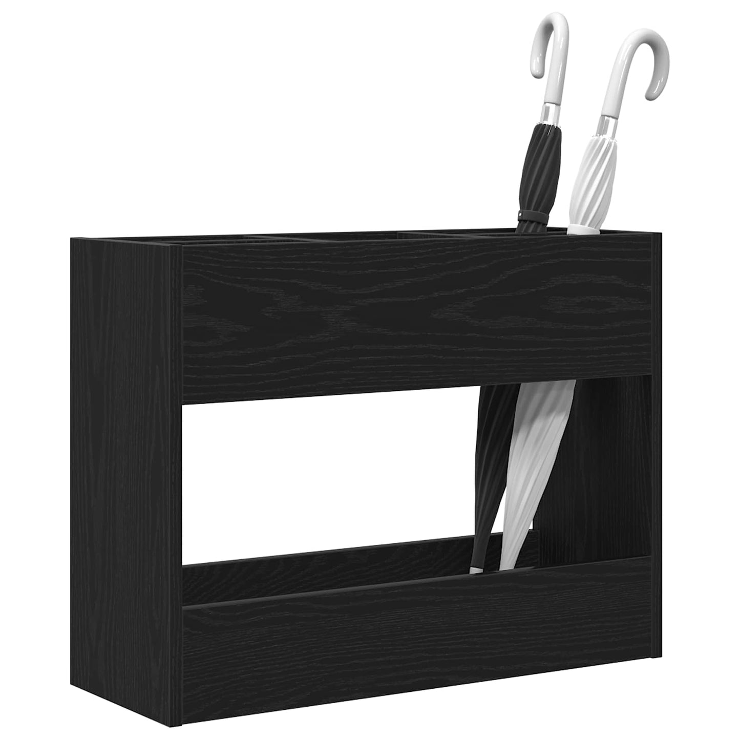 vidaXL Umbrella Stand Black Oak 65 x 24 x 50 cm Engineered Wood