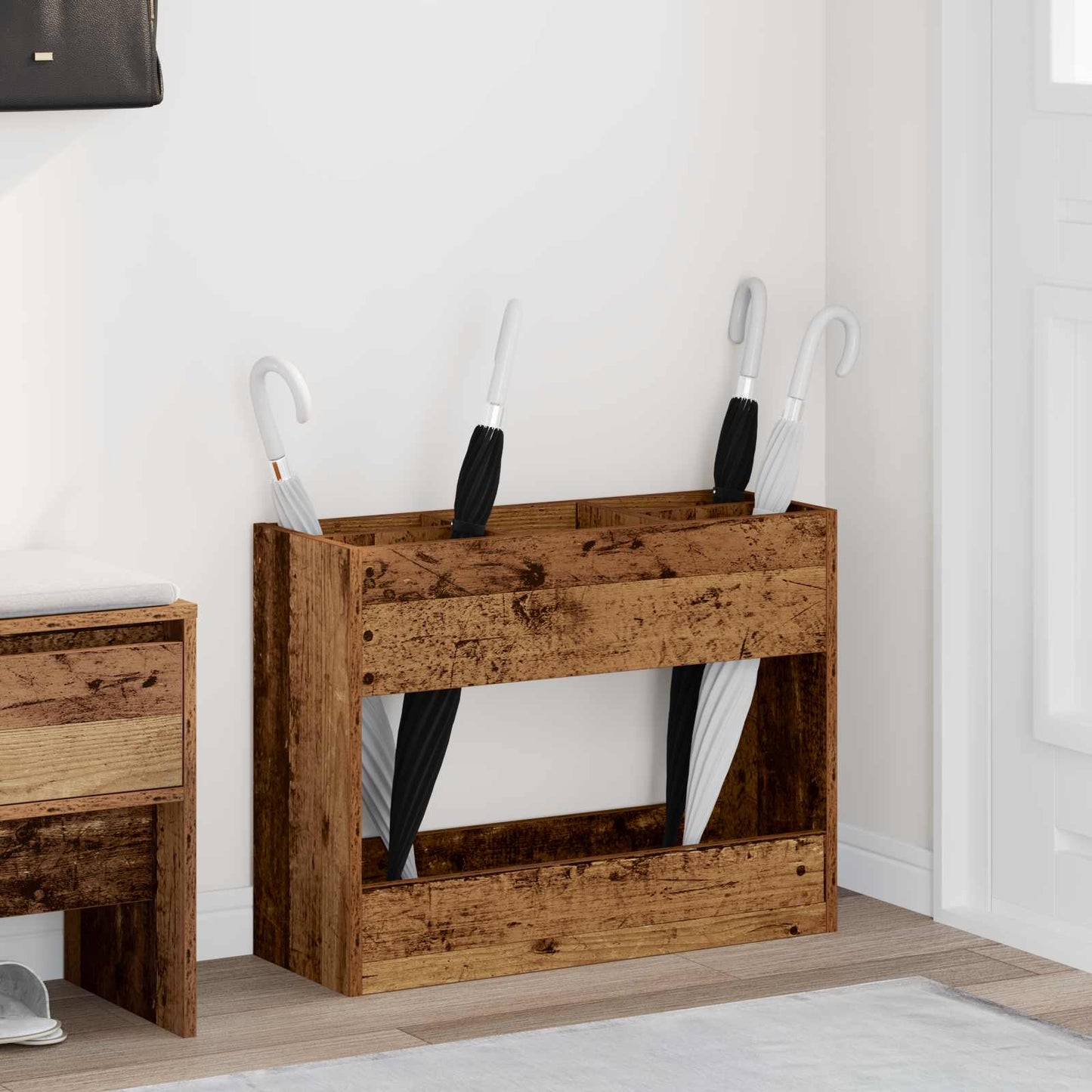 vidaXL Umbrella Stand Old Wood 65 x 24 x 50 cm Engineered Wood