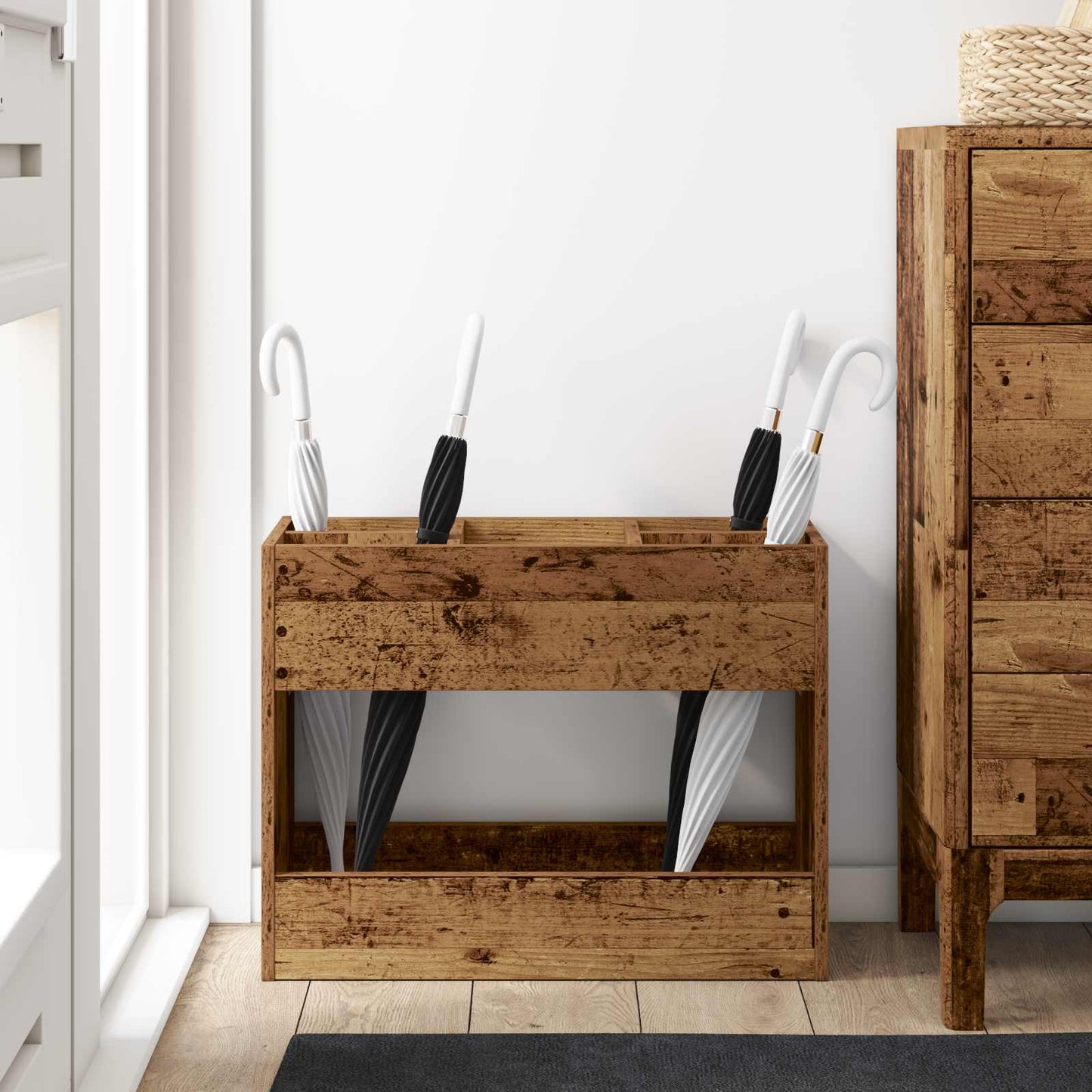 vidaXL Umbrella Stand Old Wood 65 x 24 x 50 cm Engineered Wood