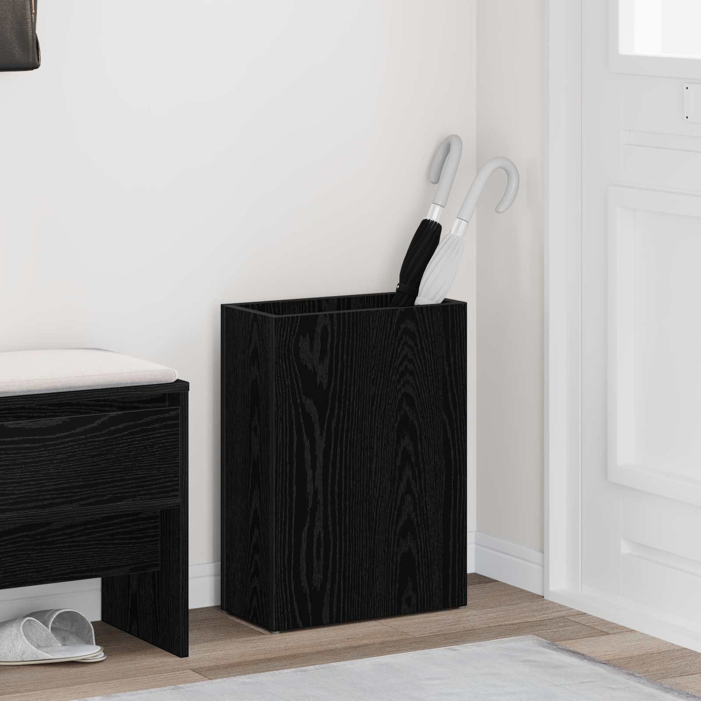 vidaXL Umbrella Stand Black Oak 40 x 20 x 55.5 cm Engineered Wood