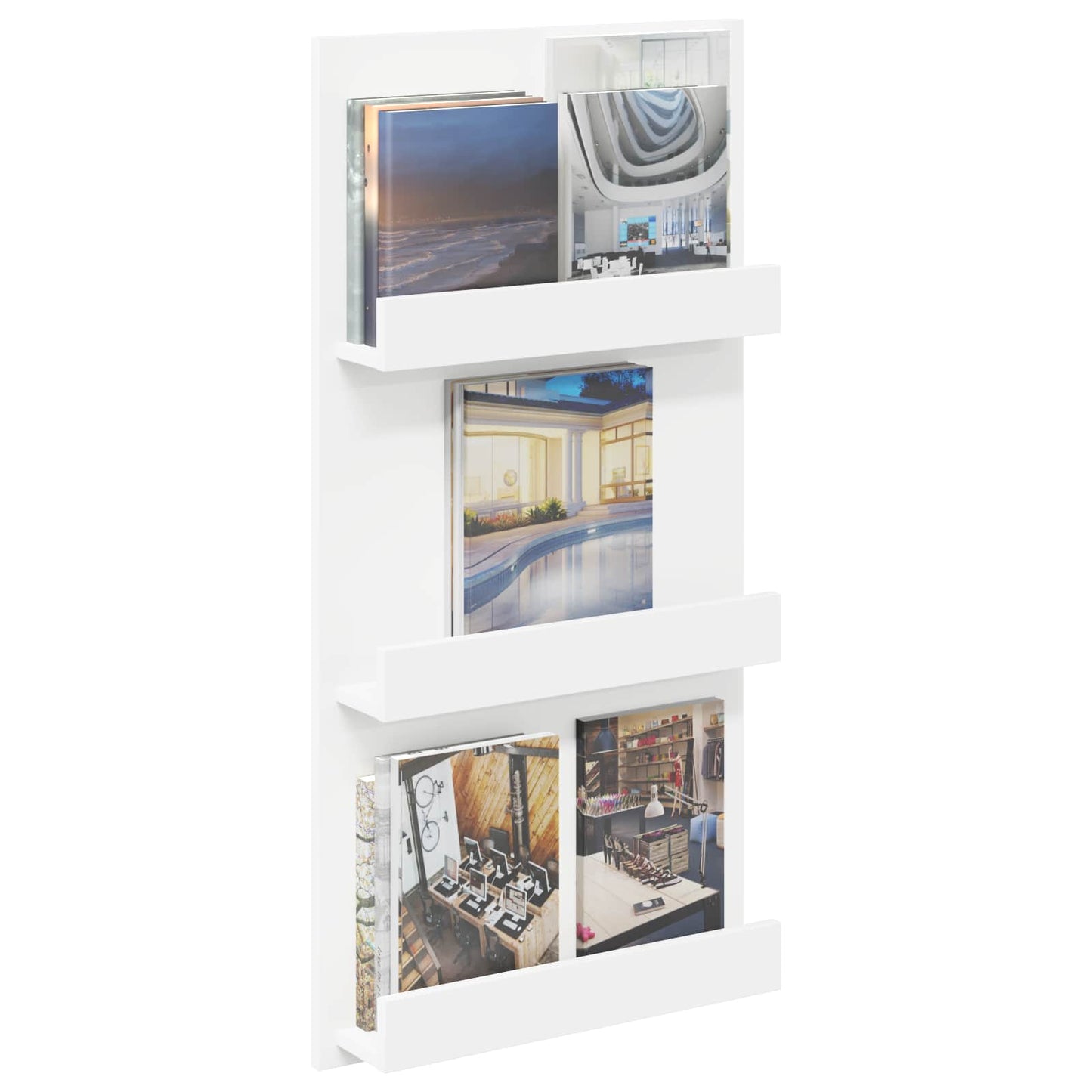 vidaXL Magazine Rack with Shelf White 51 x 11 x 102 cm Engineered Wood