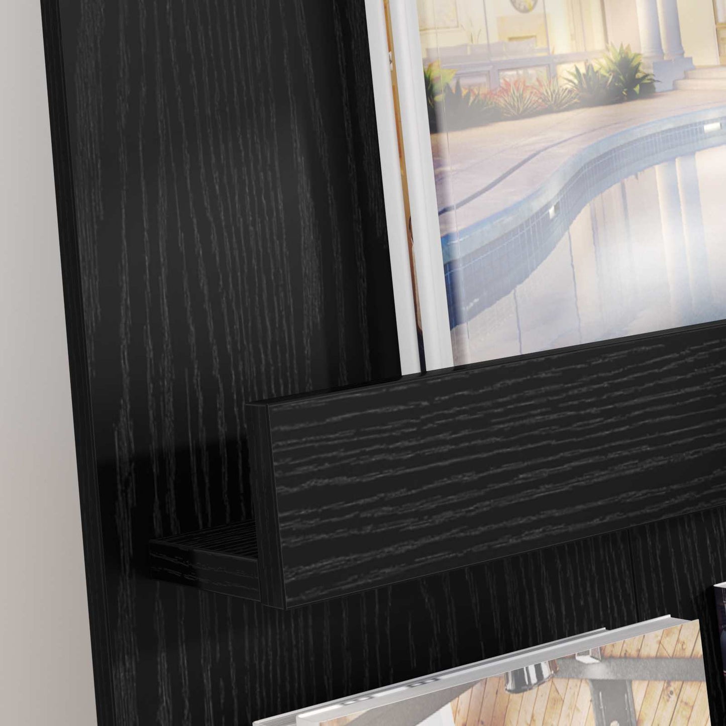 vidaXL Magazine Rack Black Oak 51 x 11 x 102 cm Engineered Wood