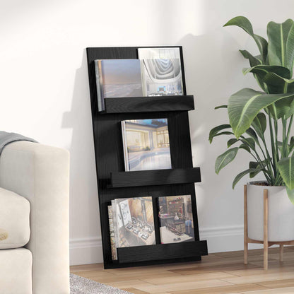 vidaXL Magazine Rack Black Oak 51 x 11 x 102 cm Engineered Wood
