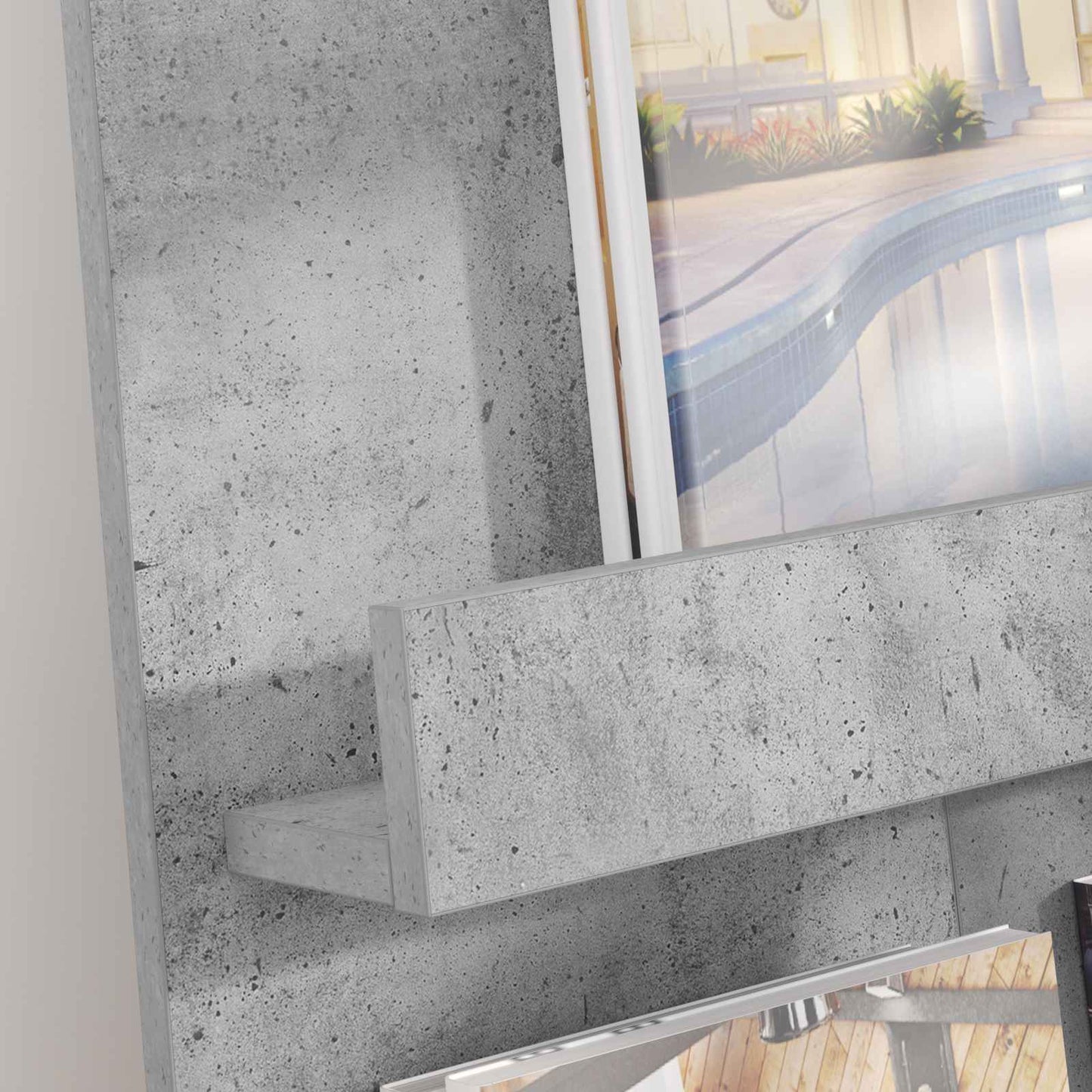 vidaXL Magazine Rack Concrete Grey 51 x 11 x 102 cm Engineered Wood