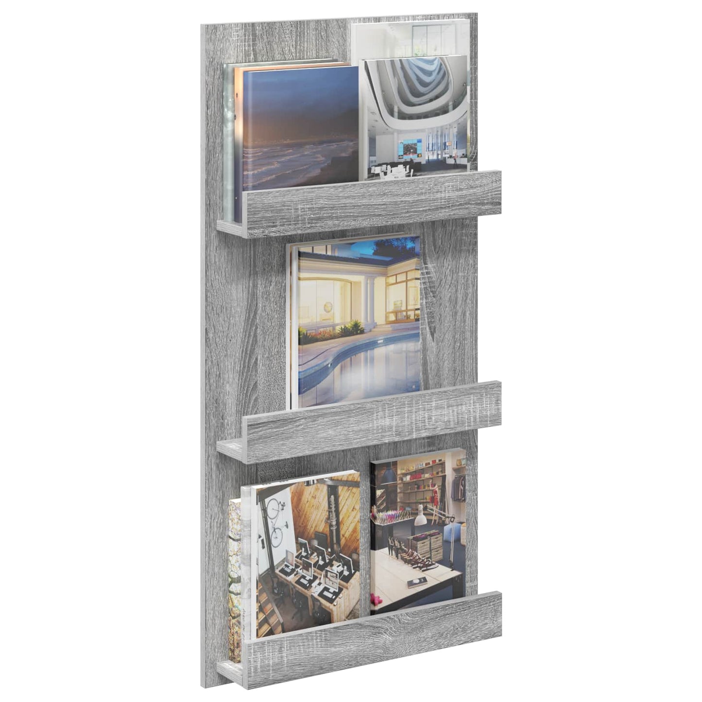 vidaXL Magazine Rack Grey Sonoma 51 x 11 x 102 cm Engineered Wood