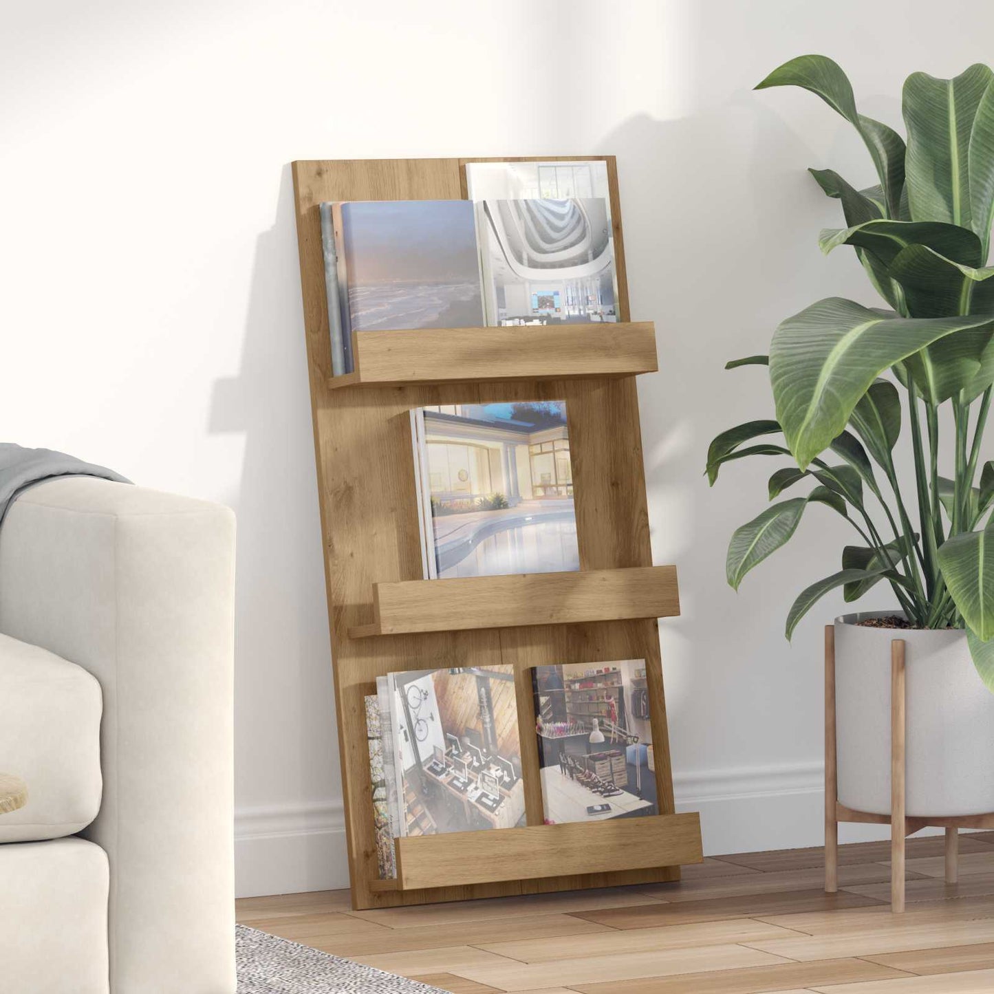 vidaXL Magazine Rack Artisan Oak 51 x 11 x 102 cm Engineered Wood