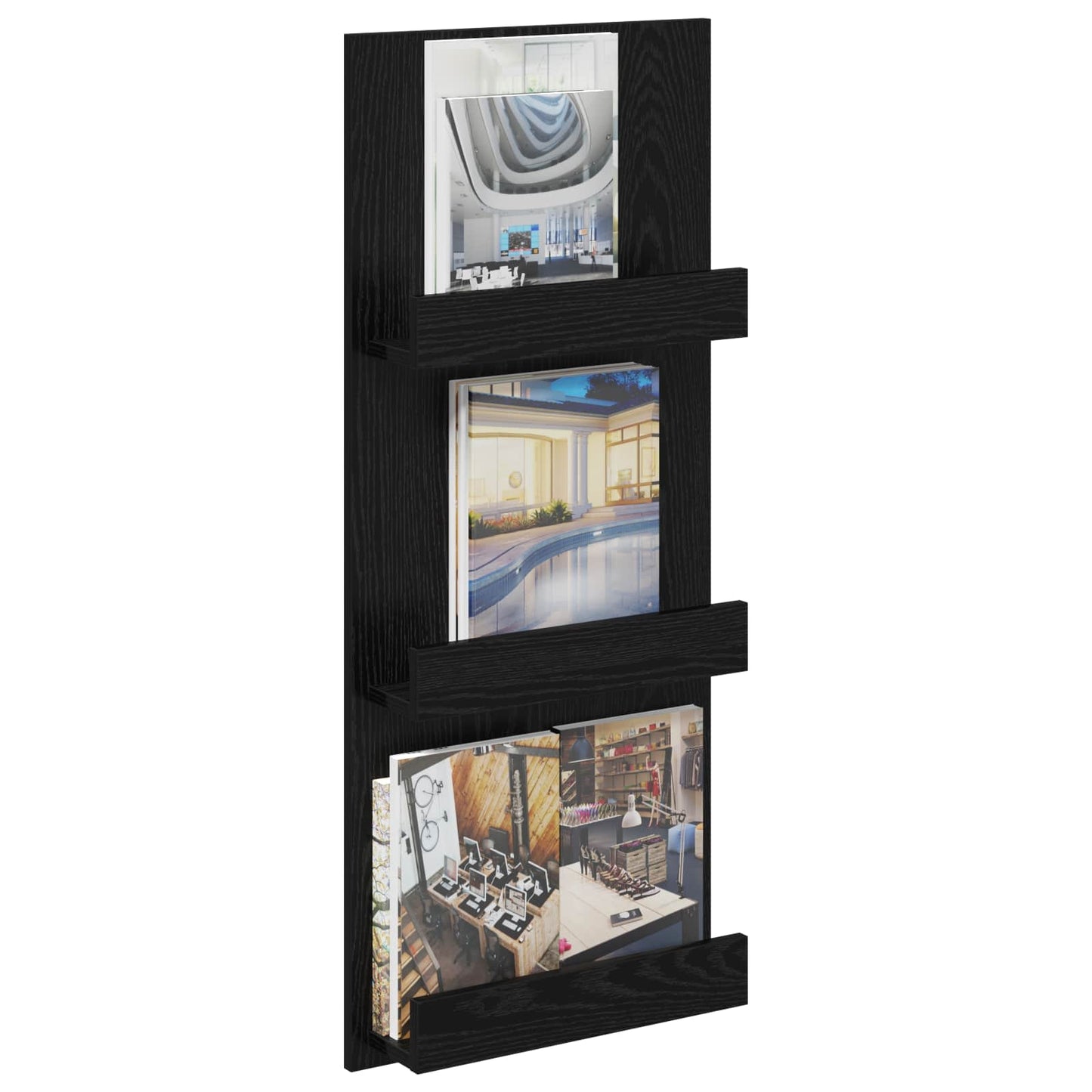 vidaXL Magazine Rack Black Oak 43 x 11 x 102 cm Engineered Wood