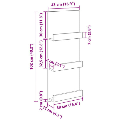 vidaXL Magazine Rack Concrete Grey 43 x 11 x 102 cm Engineered Wood