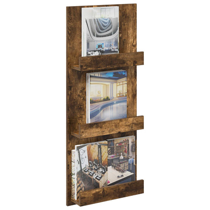 vidaXL Magazine Rack Smoked Oak 43 x 11 x 102 cm Engineered Wood