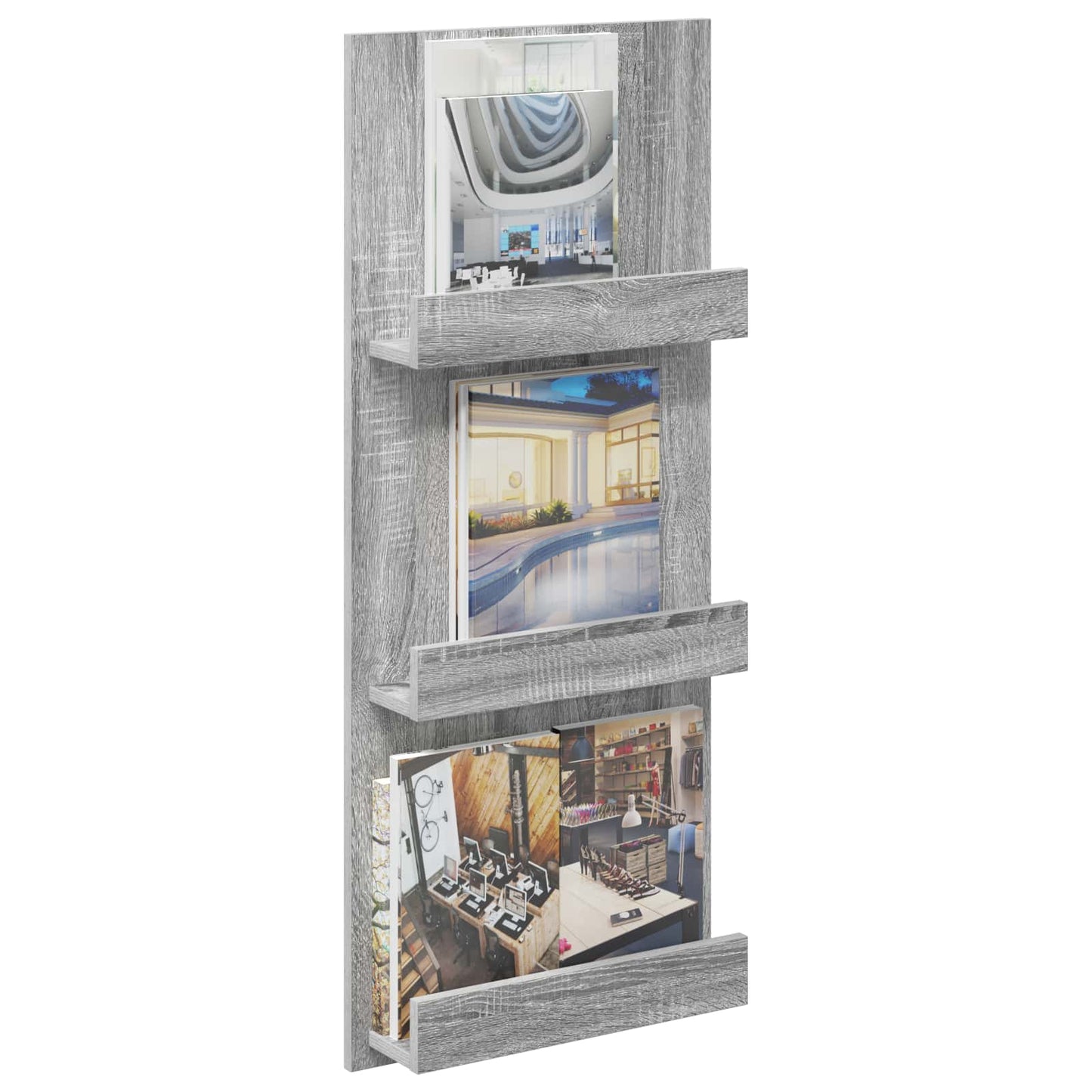 vidaXL Magazine Rack Grey Sonoma 43 x 11 x 102 cm Engineered Wood