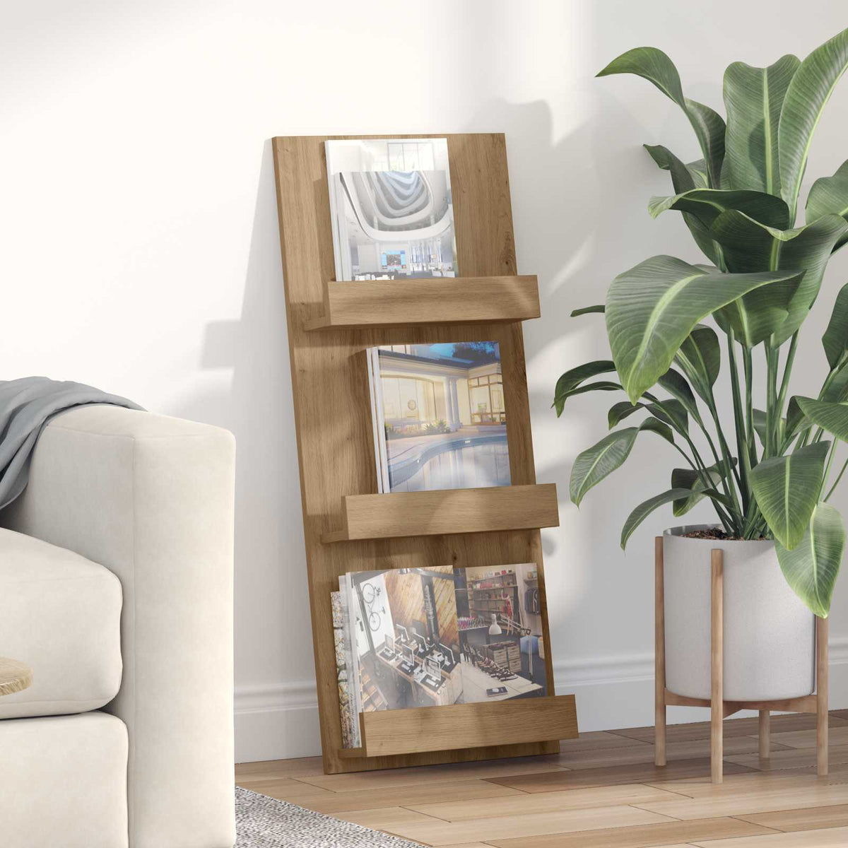 vidaXL Magazine Rack Artisan Oak 43 x 11 x 102 cm Engineered Wood