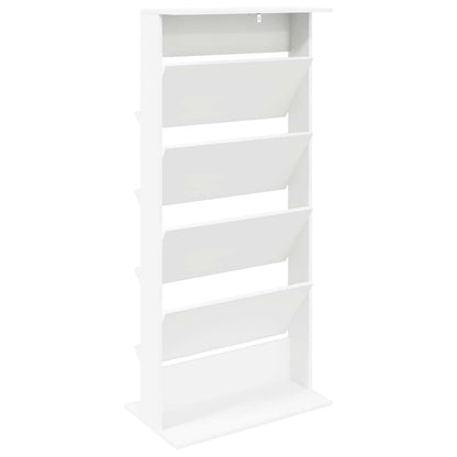 vidaXL Magazine Rack with Shelf White 70 x 41 x 156 cm Engineered Wood