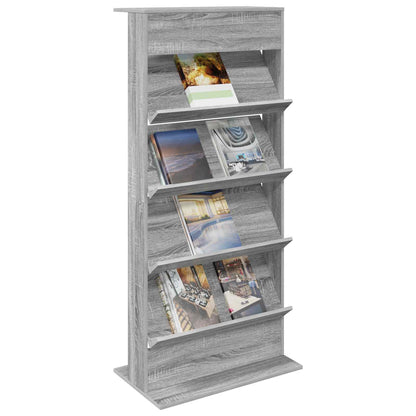 vidaXL Magazine Rack Grey Sonoma 70 x 41 x 156 cm Engineered Wood