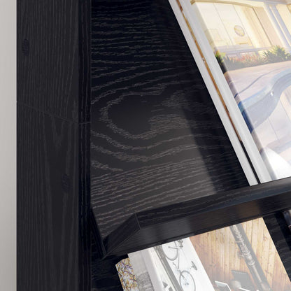 vidaXL Magazine Rack Black Oak 70 x 41 x 126 cm Engineered Wood