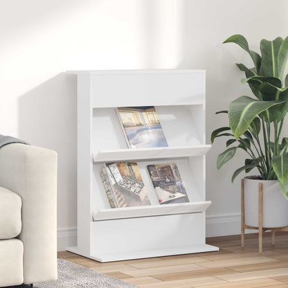 vidaXL Magazine Rack with Shelf White 70 x 41 x 96 cm Engineered Wood