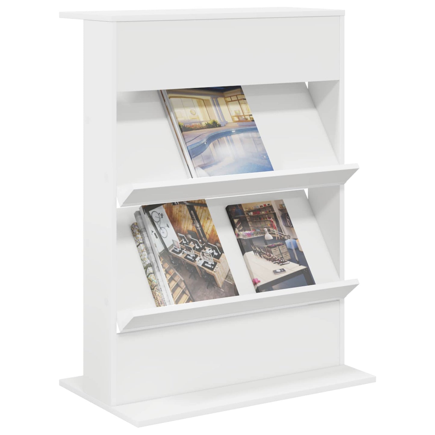 vidaXL Magazine Rack with Shelf White 70 x 41 x 96 cm Engineered Wood