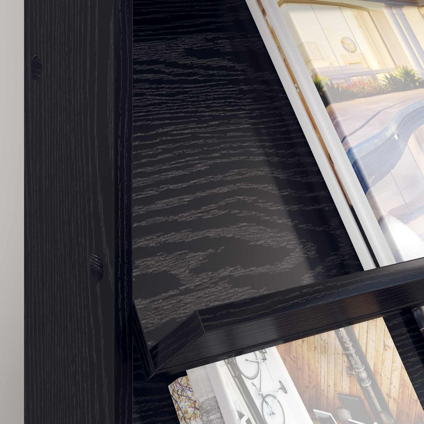 vidaXL Magazine Rack Black Oak 70 x 41 x 96 cm Engineered Wood