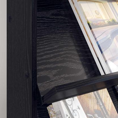 vidaXL Magazine Rack Black Oak 70 x 41 x 96 cm Engineered Wood