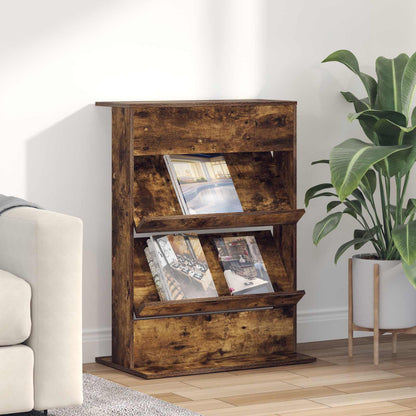 vidaXL Magazine Rack Smoked Oak 70 x 41 x 96 cm Engineered Wood