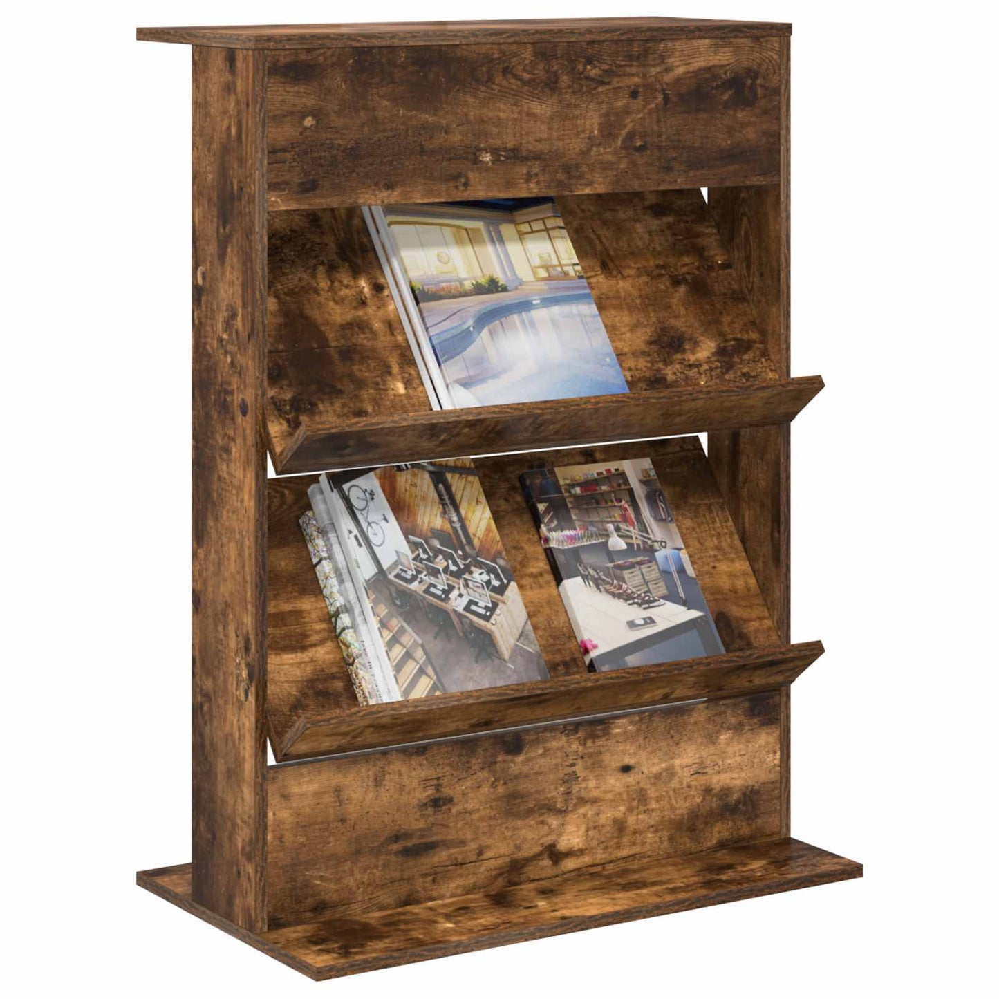 vidaXL Magazine Rack Smoked Oak 70 x 41 x 96 cm Engineered Wood