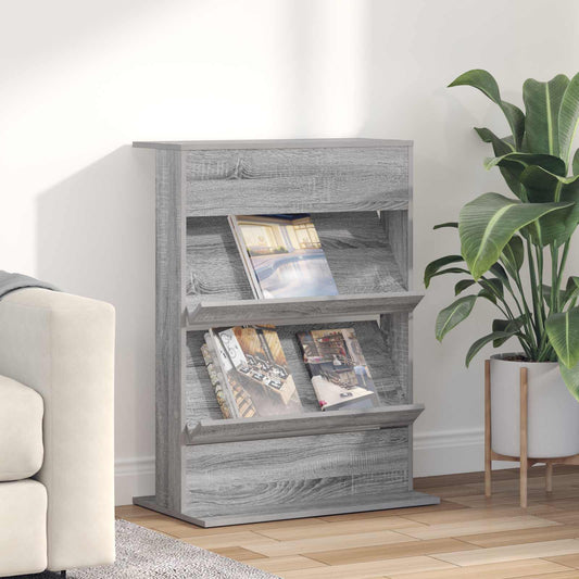 vidaXL Magazine Rack Grey Sonoma 70 x 41 x 96 cm Engineered Wood