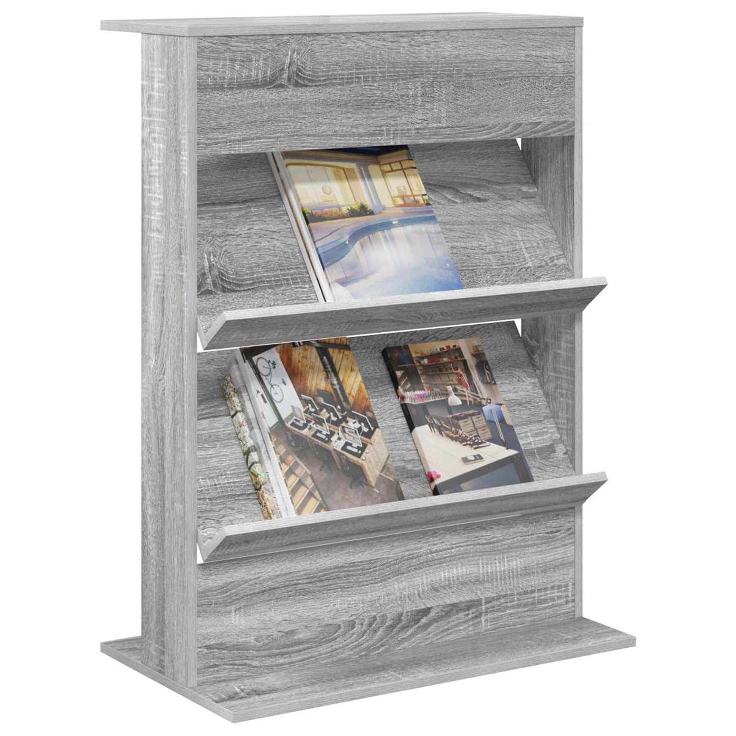 vidaXL Magazine Rack Grey Sonoma 70 x 41 x 96 cm Engineered Wood