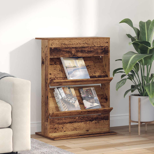 vidaXL Magazine Rack Old Wood 70 x 41 x 96 cm Engineered Wood
