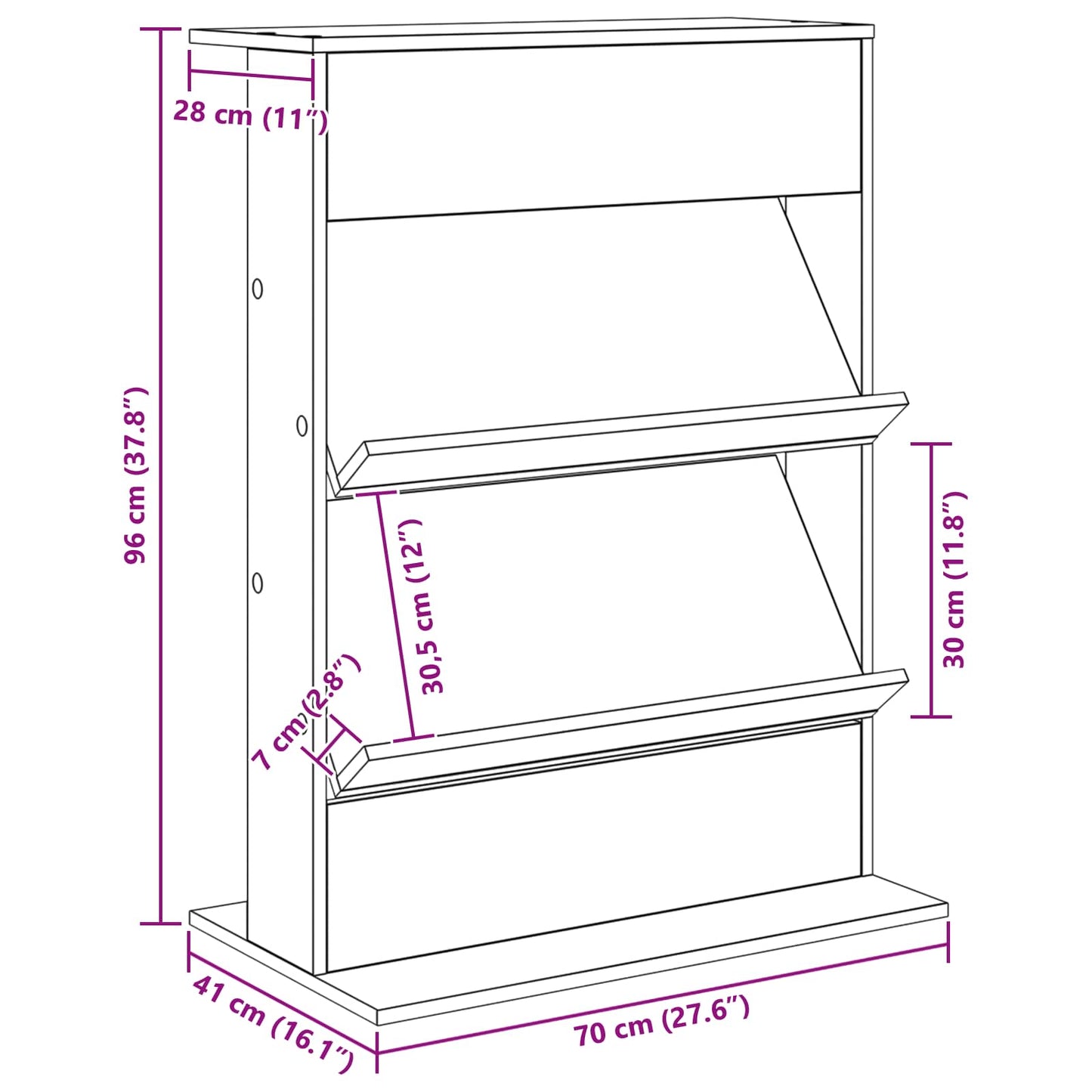 vidaXL Magazine Rack Old Wood 70 x 41 x 96 cm Engineered Wood