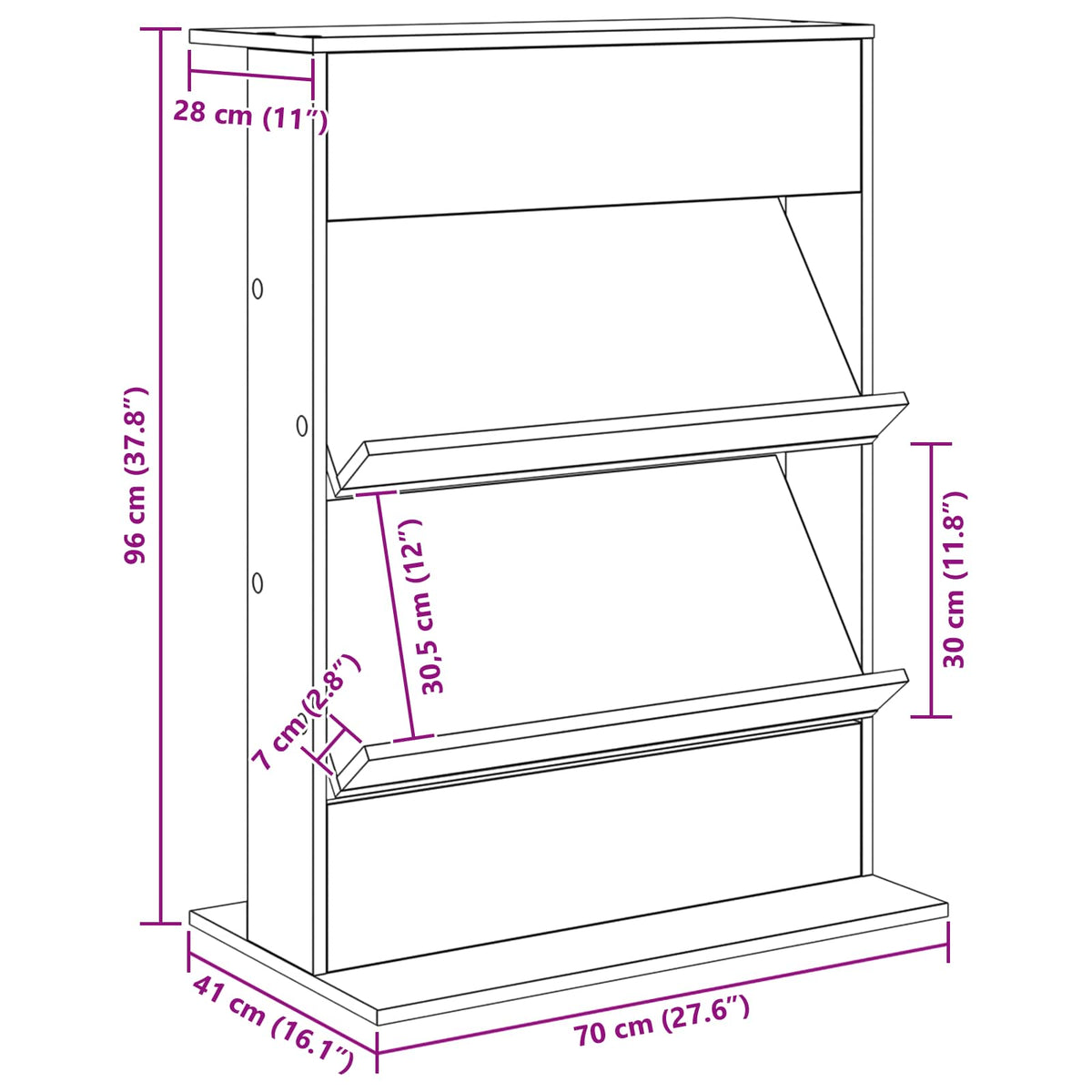 vidaXL Magazine Rack Artisan Oak 70 x 41 x 96 cm Engineered Wood