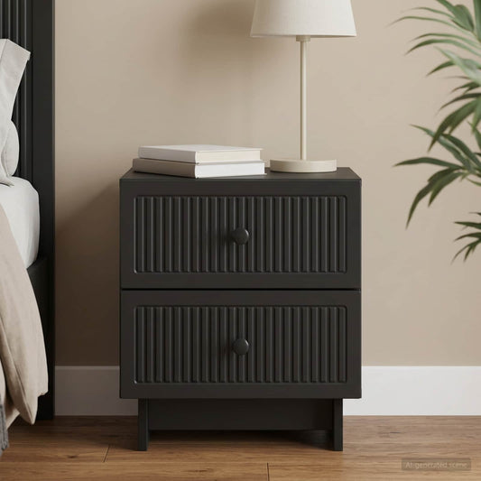vidaXL Bedside Cabinet Black 43 x 34.5 x 47.5 cm Engineered Wood