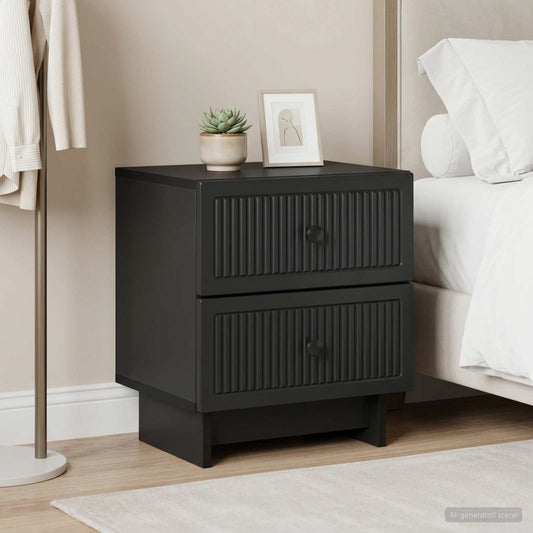vidaXL Bedside Cabinet 2 pcs Black 43 x 34.5 x 47.5 cm Engineered Wood