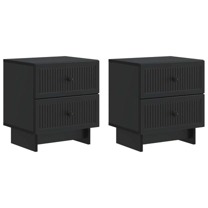 vidaXL Bedside Cabinet 2 pcs Black 43 x 34.5 x 47.5 cm Engineered Wood