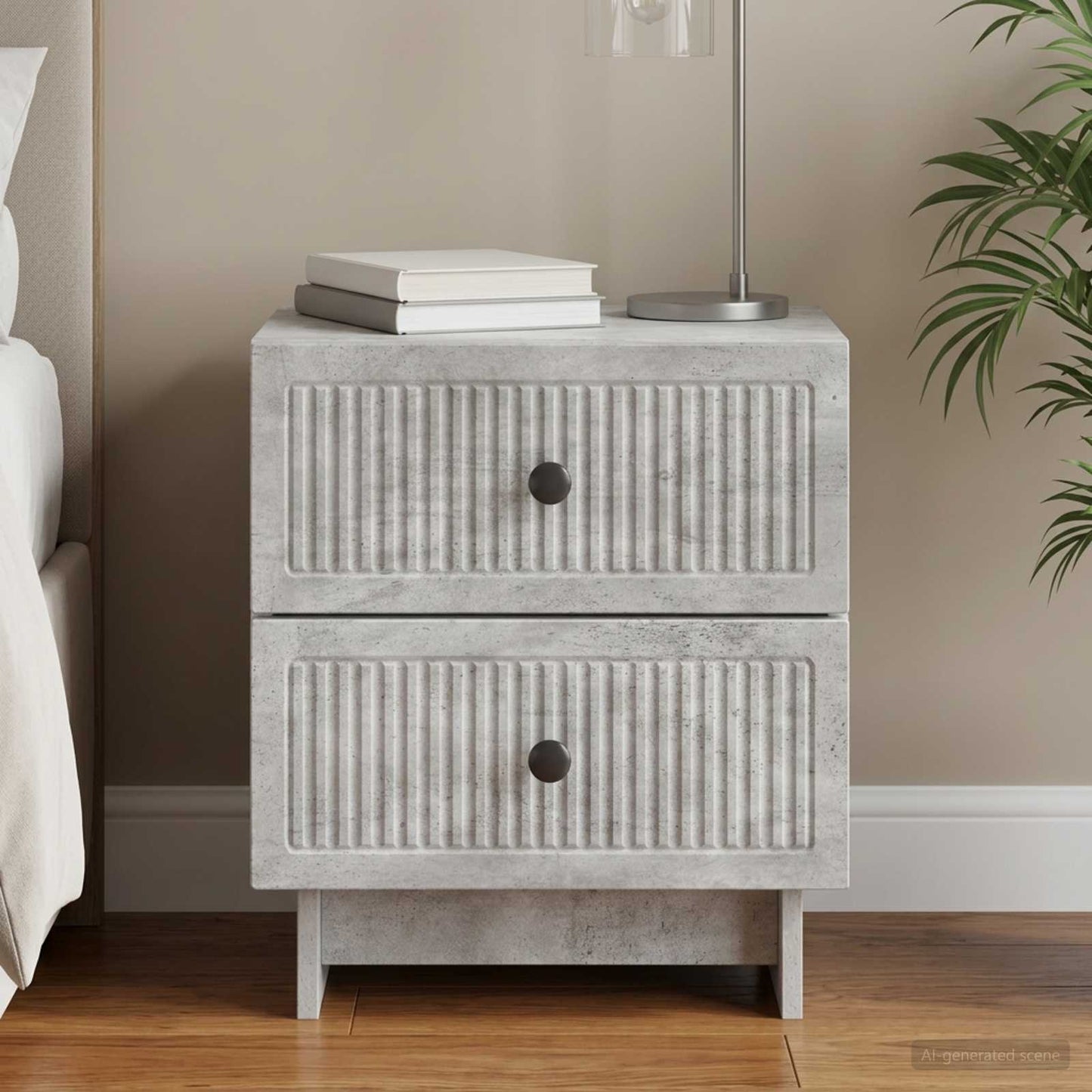 vidaXL Bedside Cabinet with Drawer Concrete Grey 43 x 34.5 x 47.5 cm