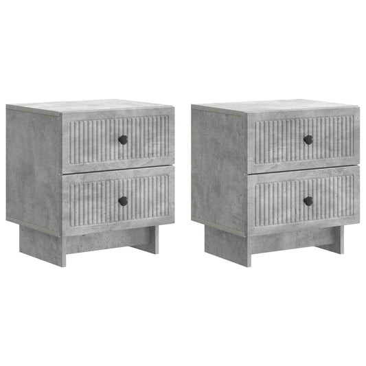 vidaXL Bedside Cabinet 2 pcs Concrete Grey 43 x 34.5 x 47.5 cm