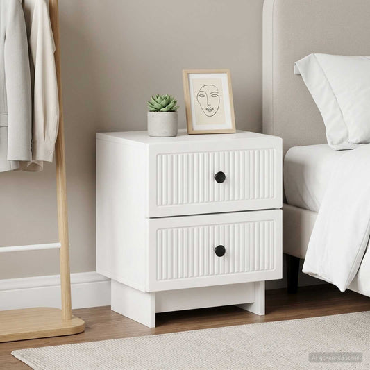 vidaXL Bedside Cabinet 2 pcs High Gloss White 43 x 34.5 x 47.5 cm