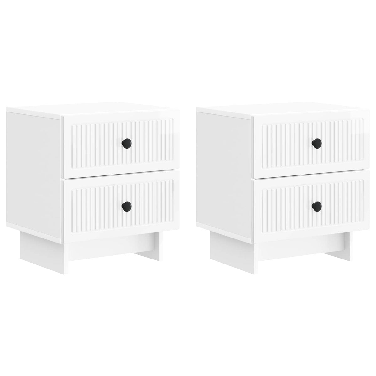vidaXL Bedside Cabinet 2 pcs High Gloss White 43 x 34.5 x 47.5 cm