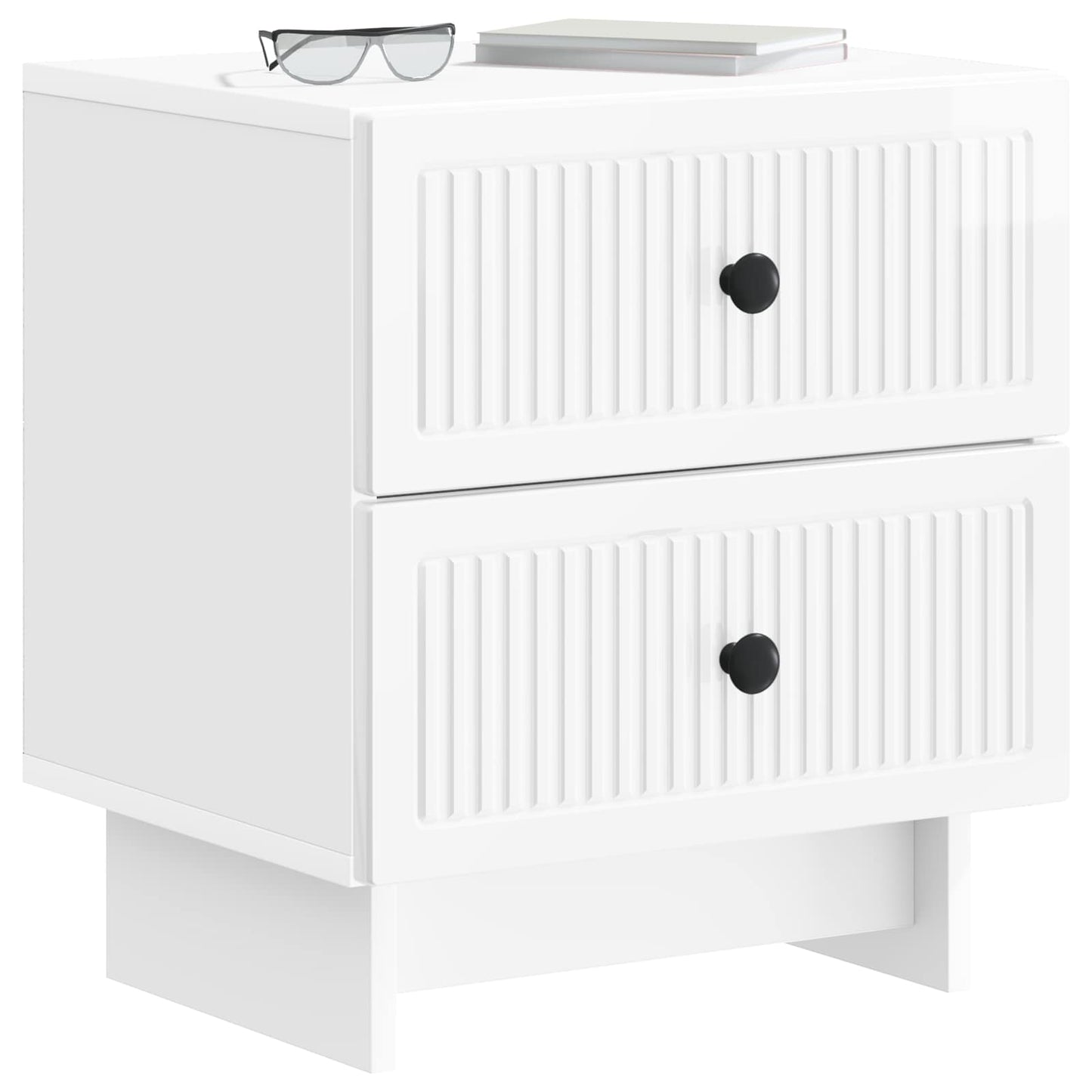 vidaXL Bedside Cabinet 2 pcs High Gloss White 43 x 34.5 x 47.5 cm
