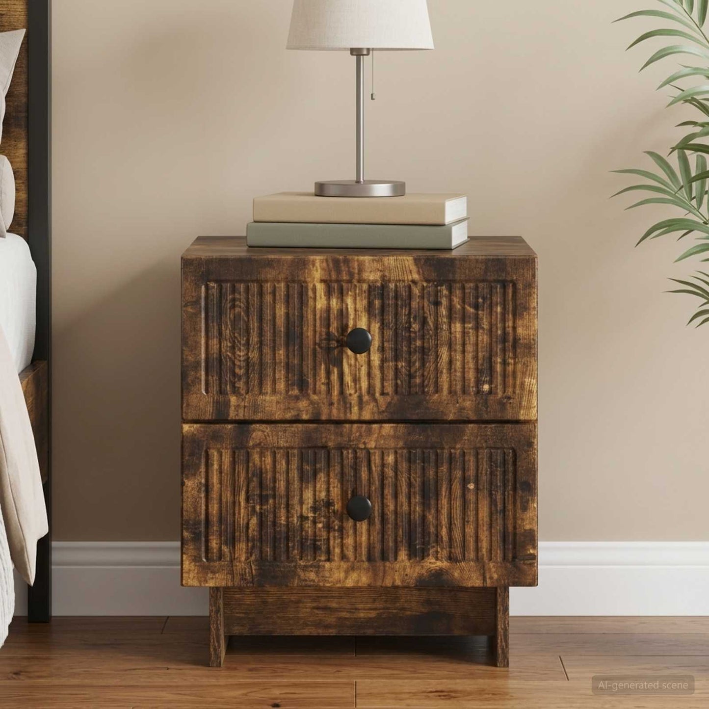 vidaXL Bedside Cabinet Smoked Oak 43 x 34.5 x 47.5 cm Engineered Wood