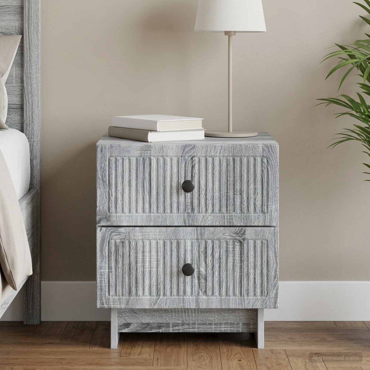 vidaXL Bedside Cabinet Grey Sonoma 43 x 34.5 x 47.5 cm Engineered Wood