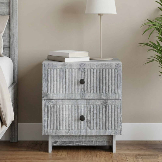 vidaXL Bedside Cabinet Grey Sonoma 43 x 34.5 x 47.5 cm Engineered Wood