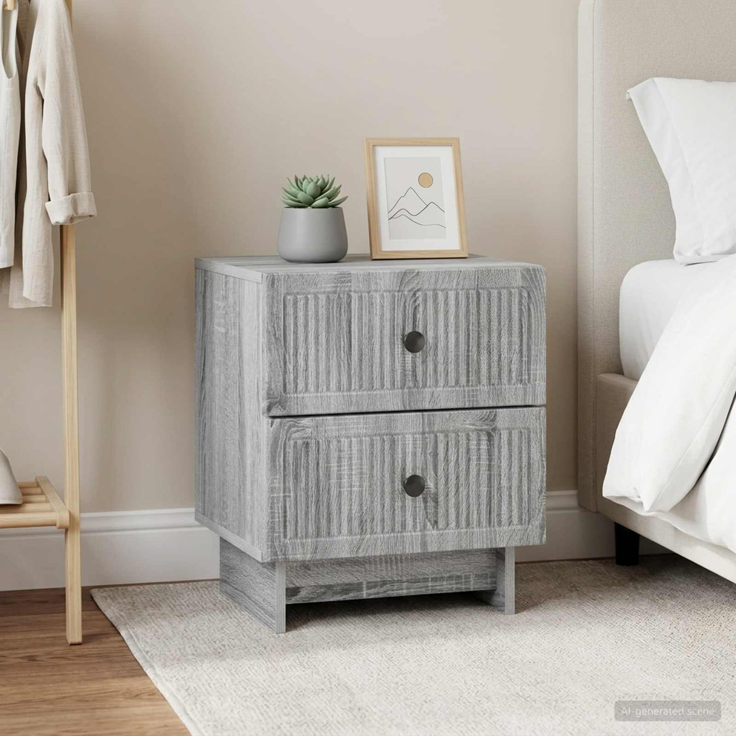 vidaXL Bedside Cabinet 2 pcs Grey Sonoma 43 x 34.5 x 47.5 cm