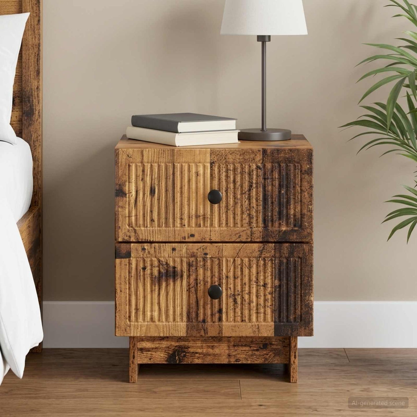 vidaXL Bedside Cabinet Old Wood 43 x 34.5 x 47.5 cm Engineered Wood