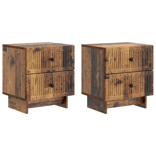 vidaXL Bedside Cabinet with Drawer 2 pcs Old Wood 43 x 34.5 x 47.5 cm
