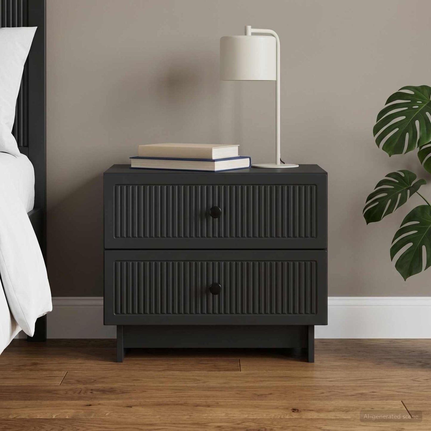 vidaXL Bedside Cabinet Black 62 x 34.5 x 47.5 cm Engineered Wood