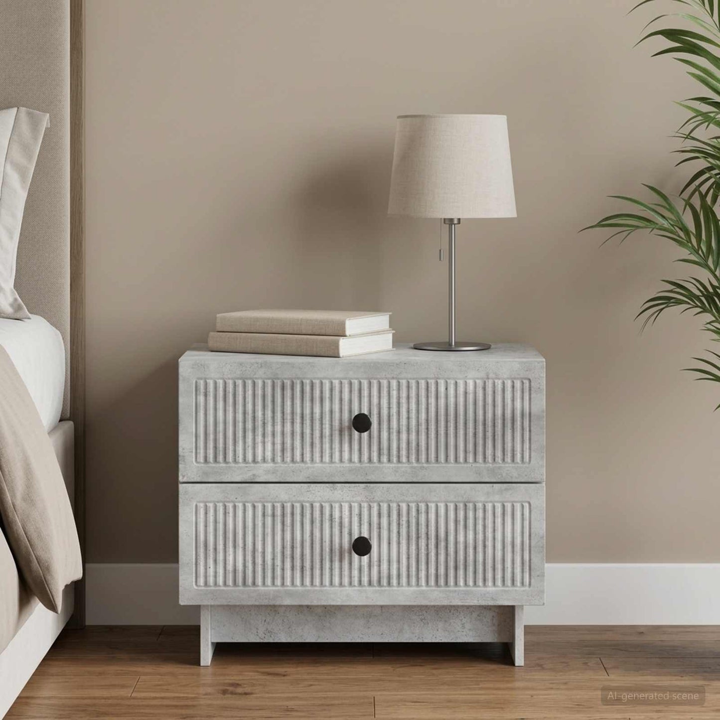 vidaXL Bedside Cabinet with Drawer Concrete Grey 62 x 34.5 x 47.5 cm