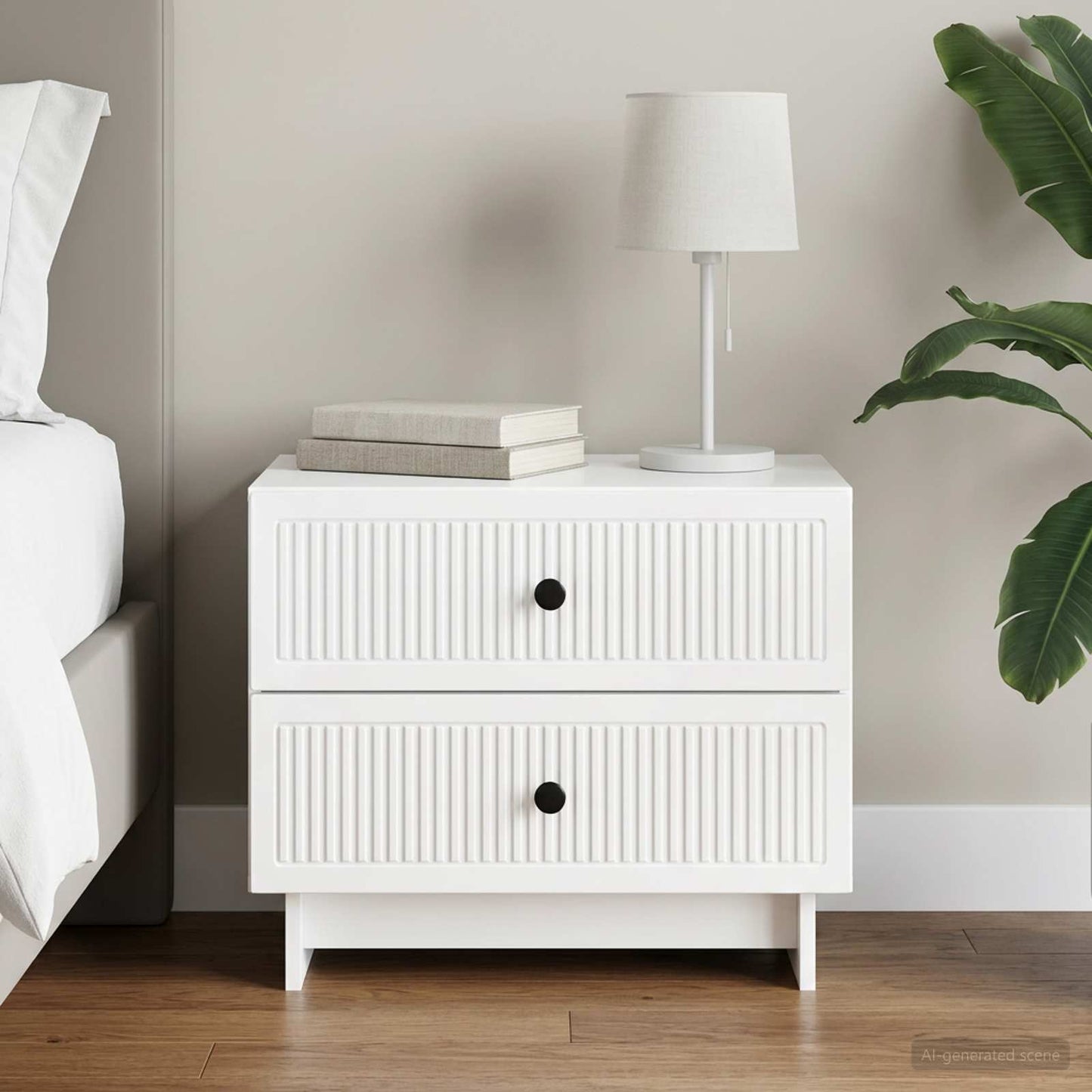 vidaXL Bedside Cabinet High Gloss White 62 x 34.5 x 47.5 cm