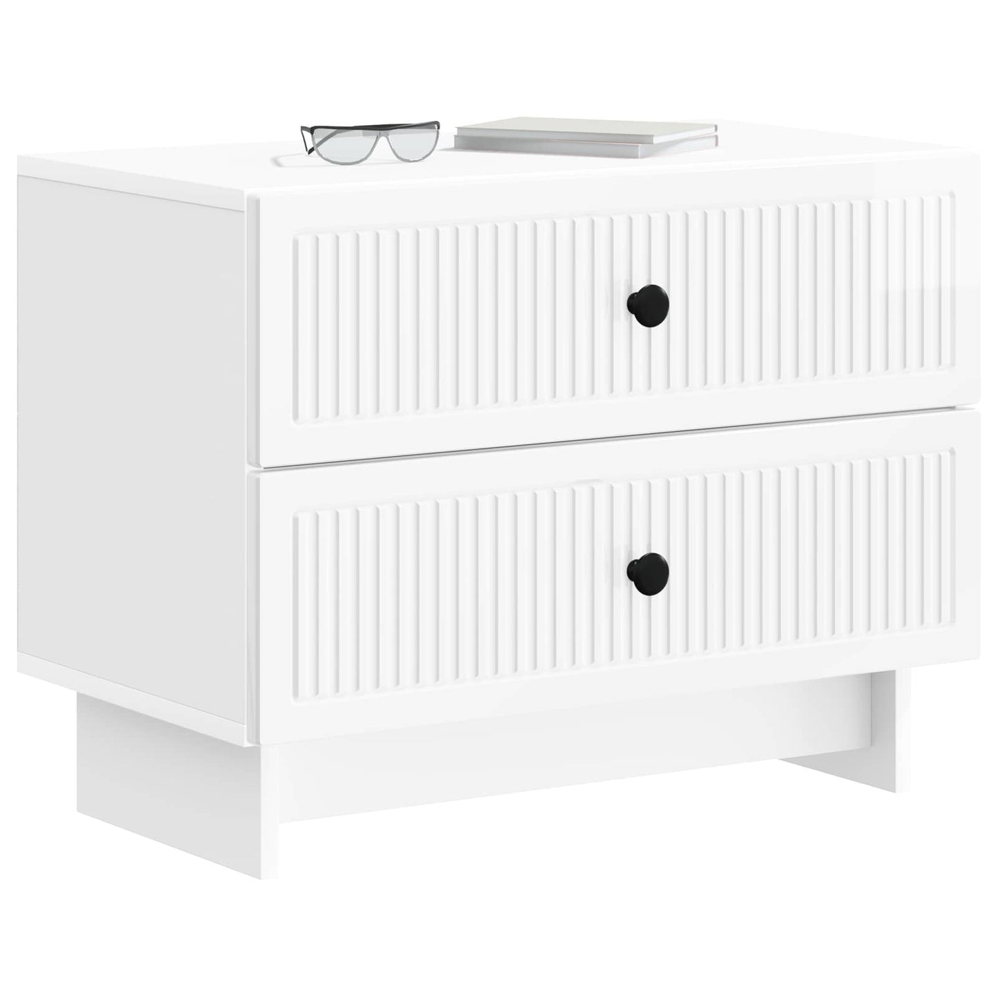 vidaXL Bedside Cabinet High Gloss White 62 x 34.5 x 47.5 cm