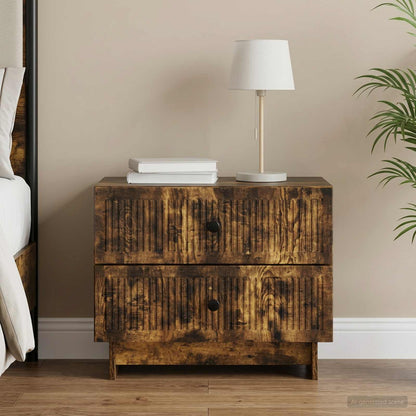 vidaXL Bedside Cabinet Smoked Oak 62 x 34.5 x 47.5 cm Engineered Wood